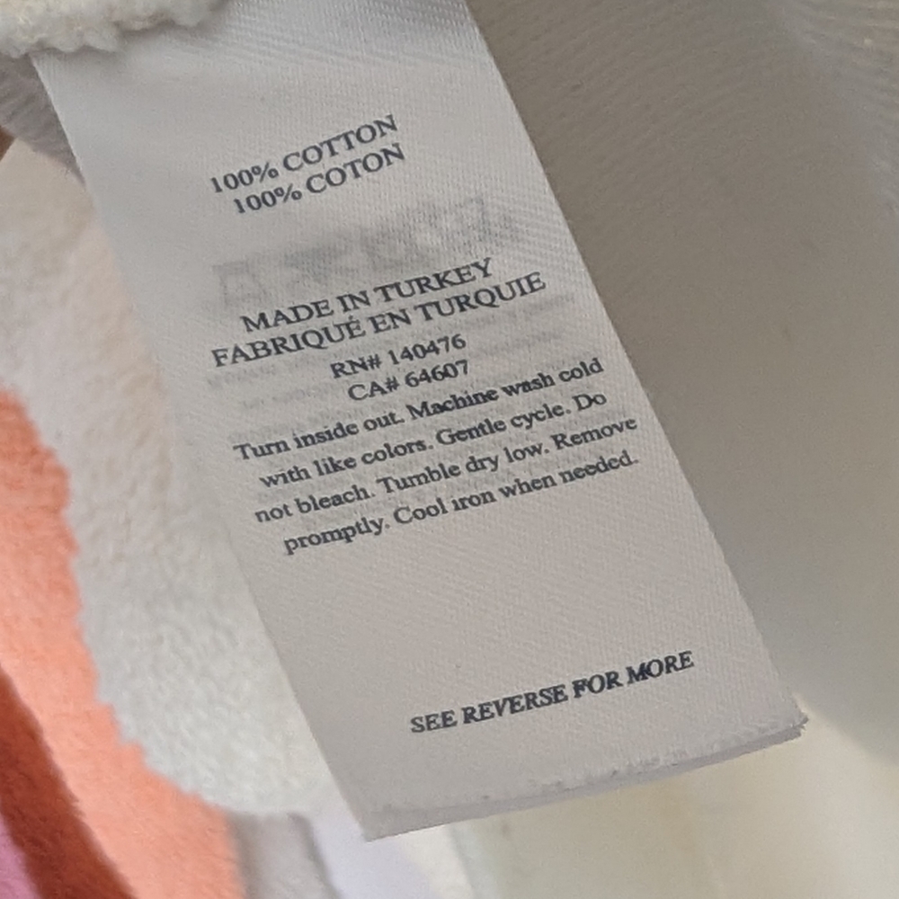 Faherty Cream Crewneck Sweater with Pink and Rust Chevron Stripe - Picture 11 of 14